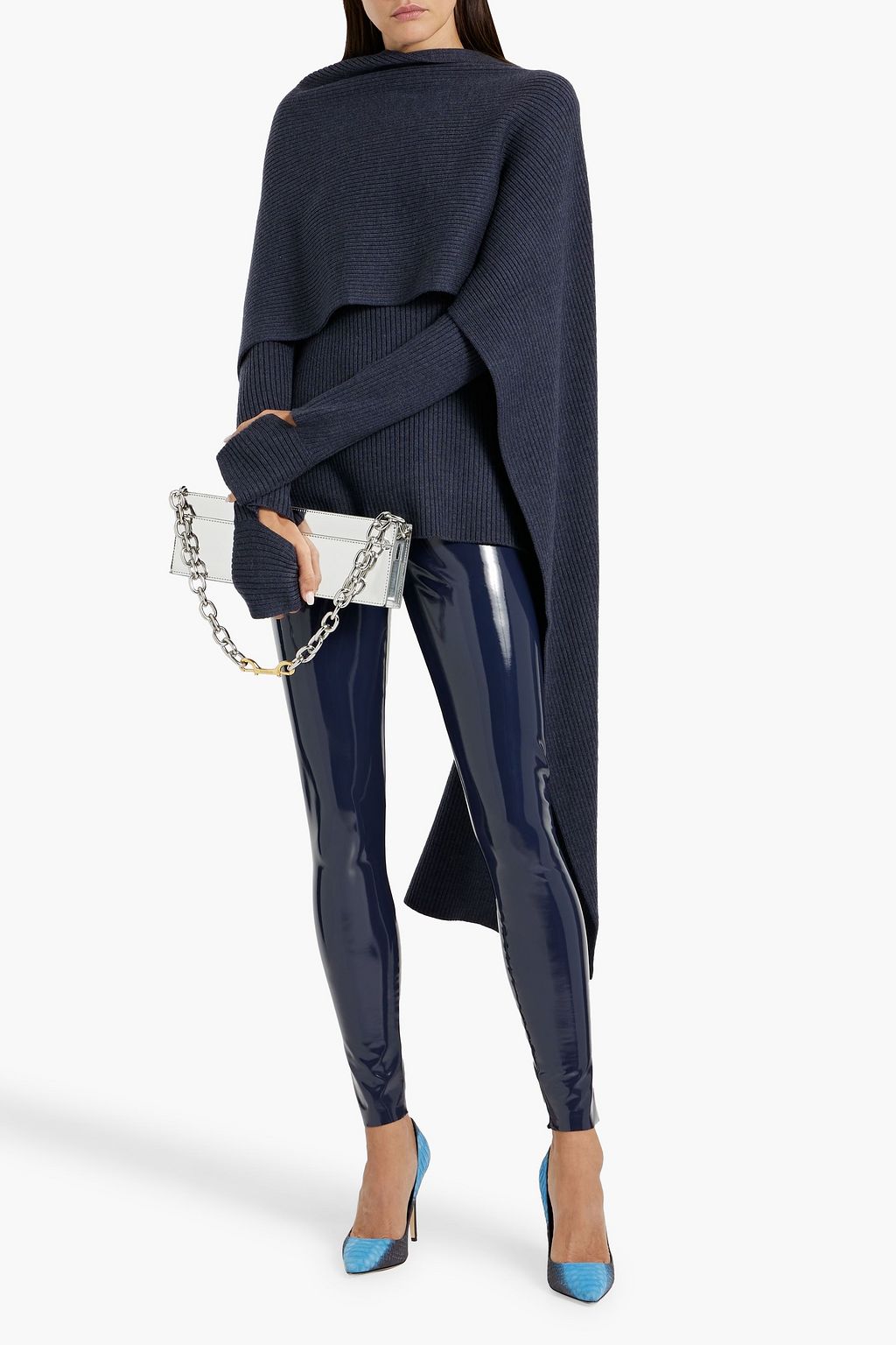 HELMUT LANG Draped ribbed merino wool-blend sweater