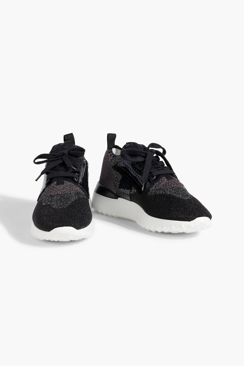 TOD'S Metallic stretch-knit sneakers