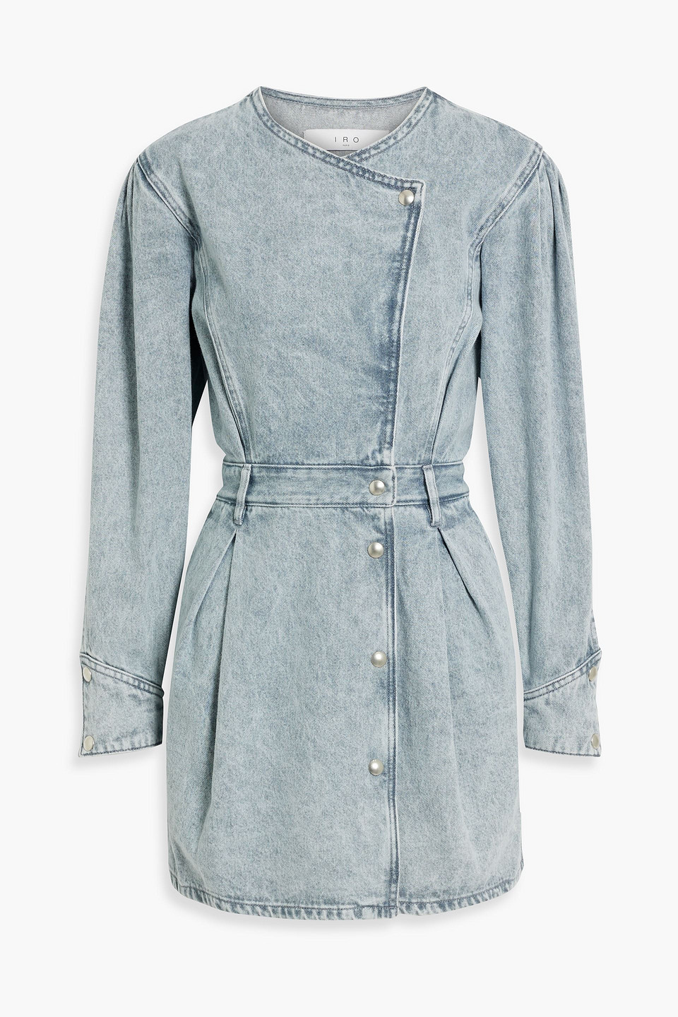 Iro Dougga Denim Mini Wrap Dress In Light Denim
