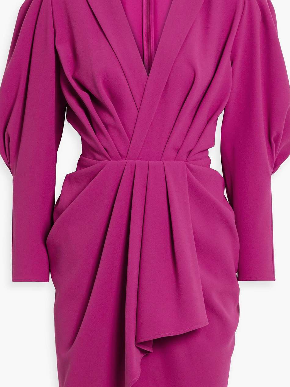 kalea wrap-effect pleated crepe mini dress