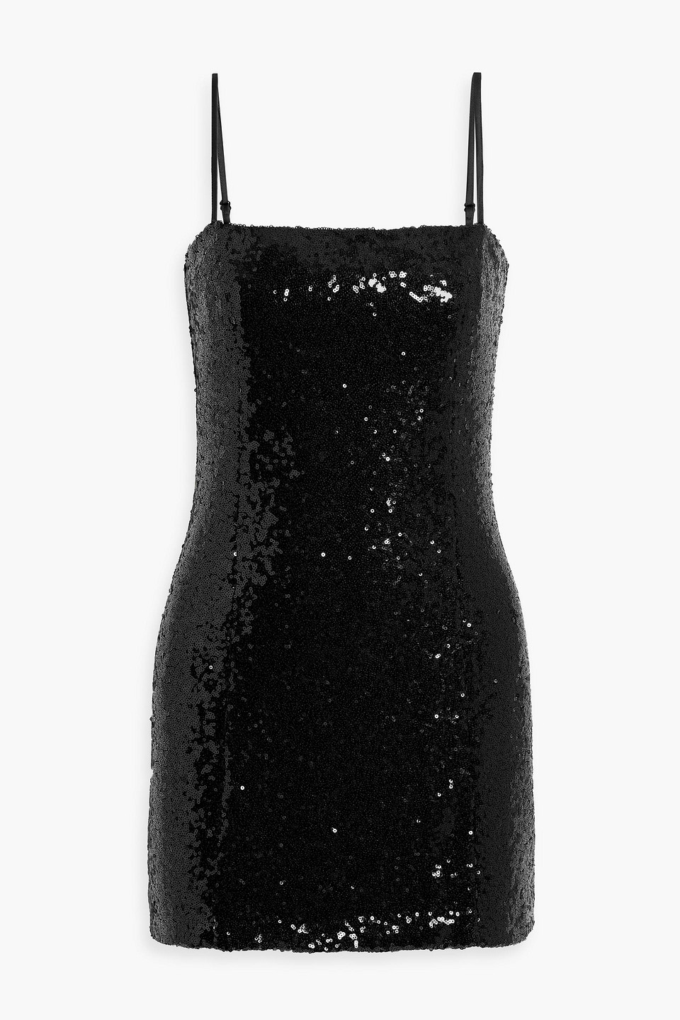 Hvn Mia Sequined Crepe Mini Dress In Black