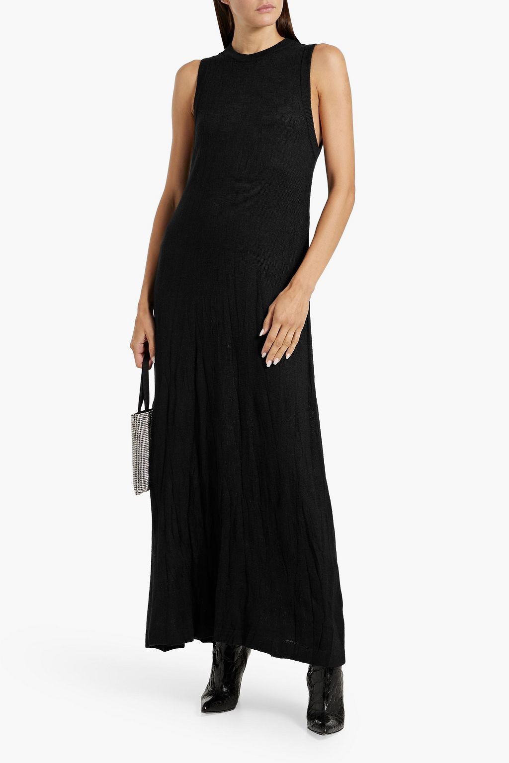 HELMUT LANG فستان طويل من مزيج صوف الميرينو