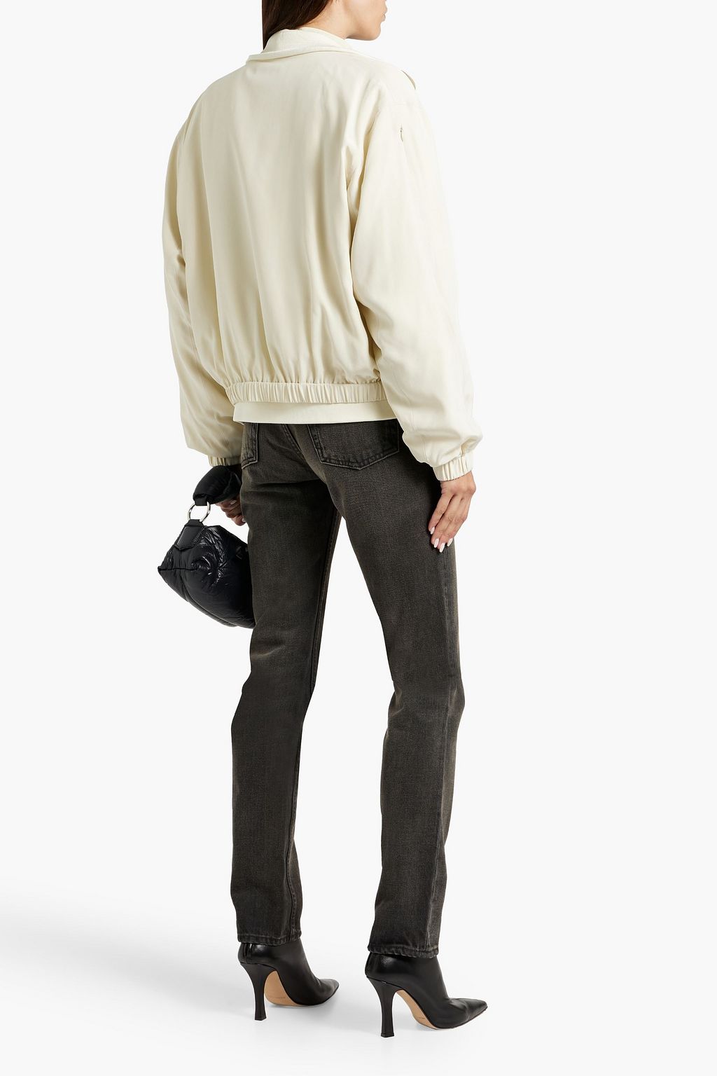 HELMUT LANG Layered silk and satin-twill bomber jacket