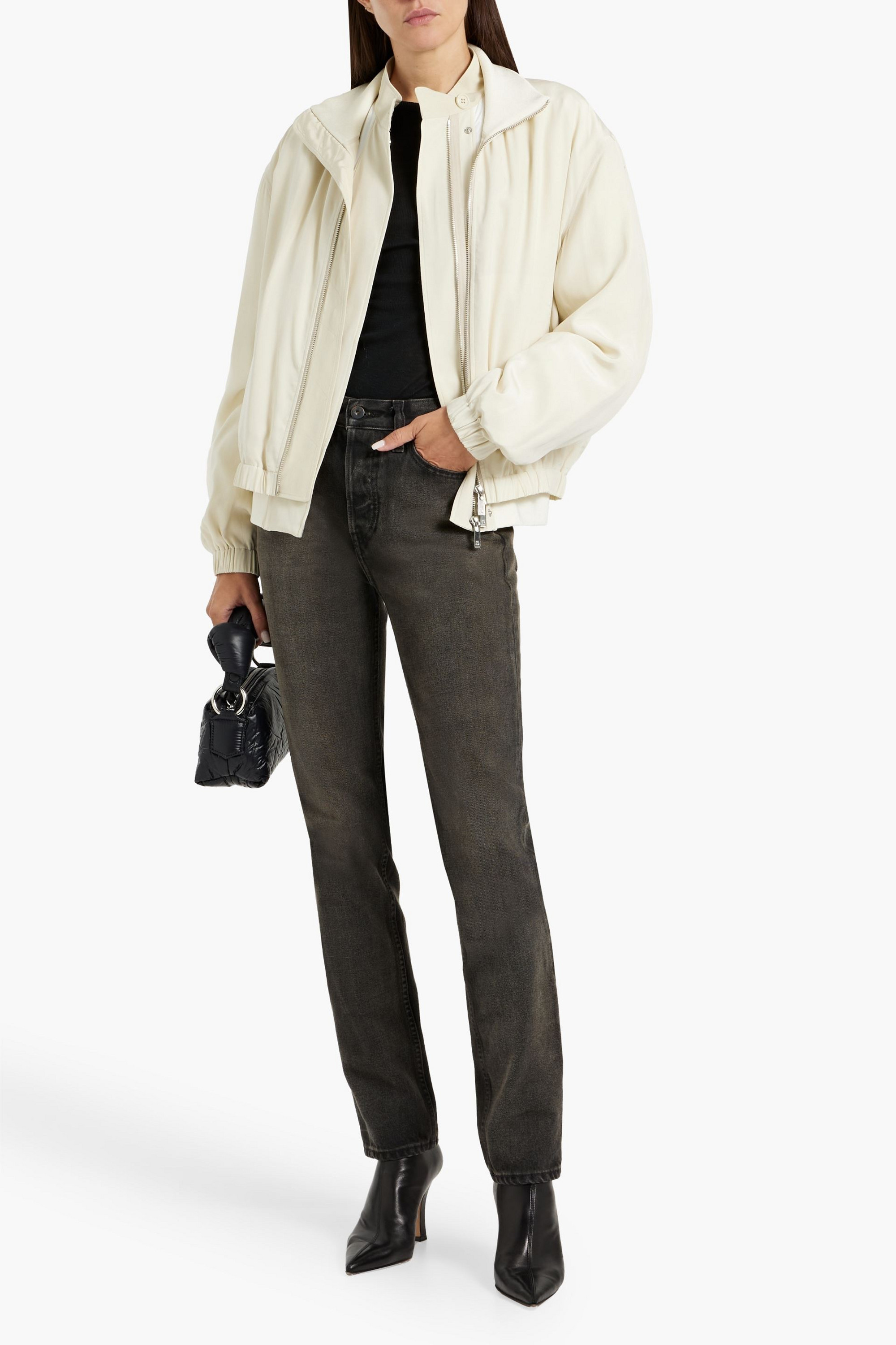 Helmut Lang Layered silk and satin-twill bomber jacket