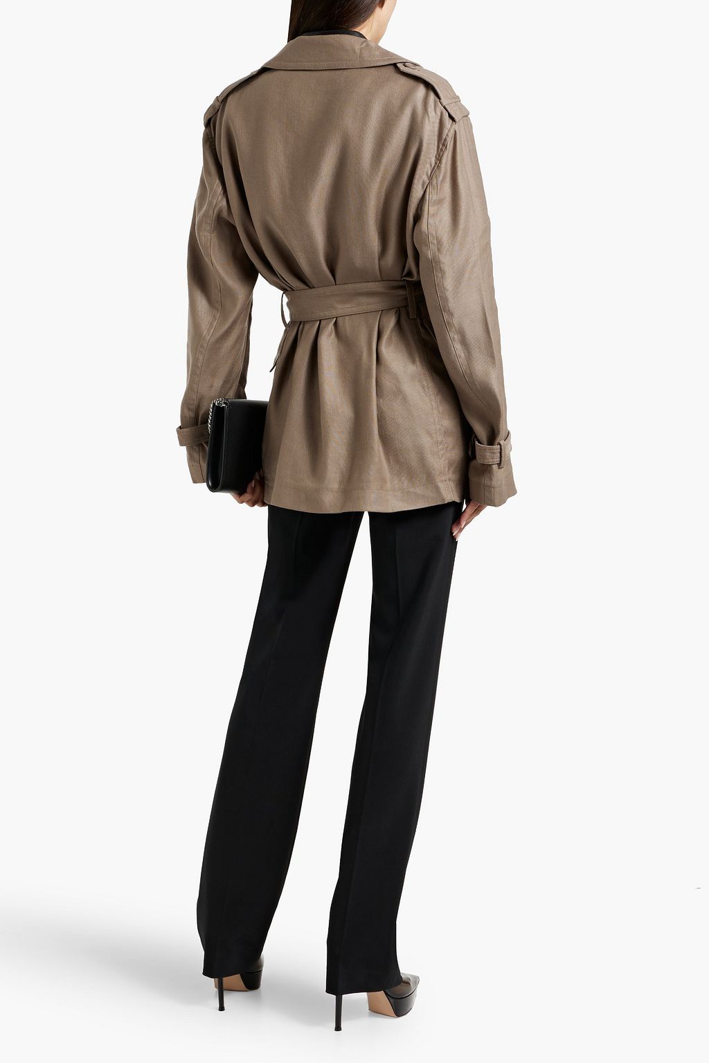 HELMUT LANG Belted Lyocell and linen-blend jacket