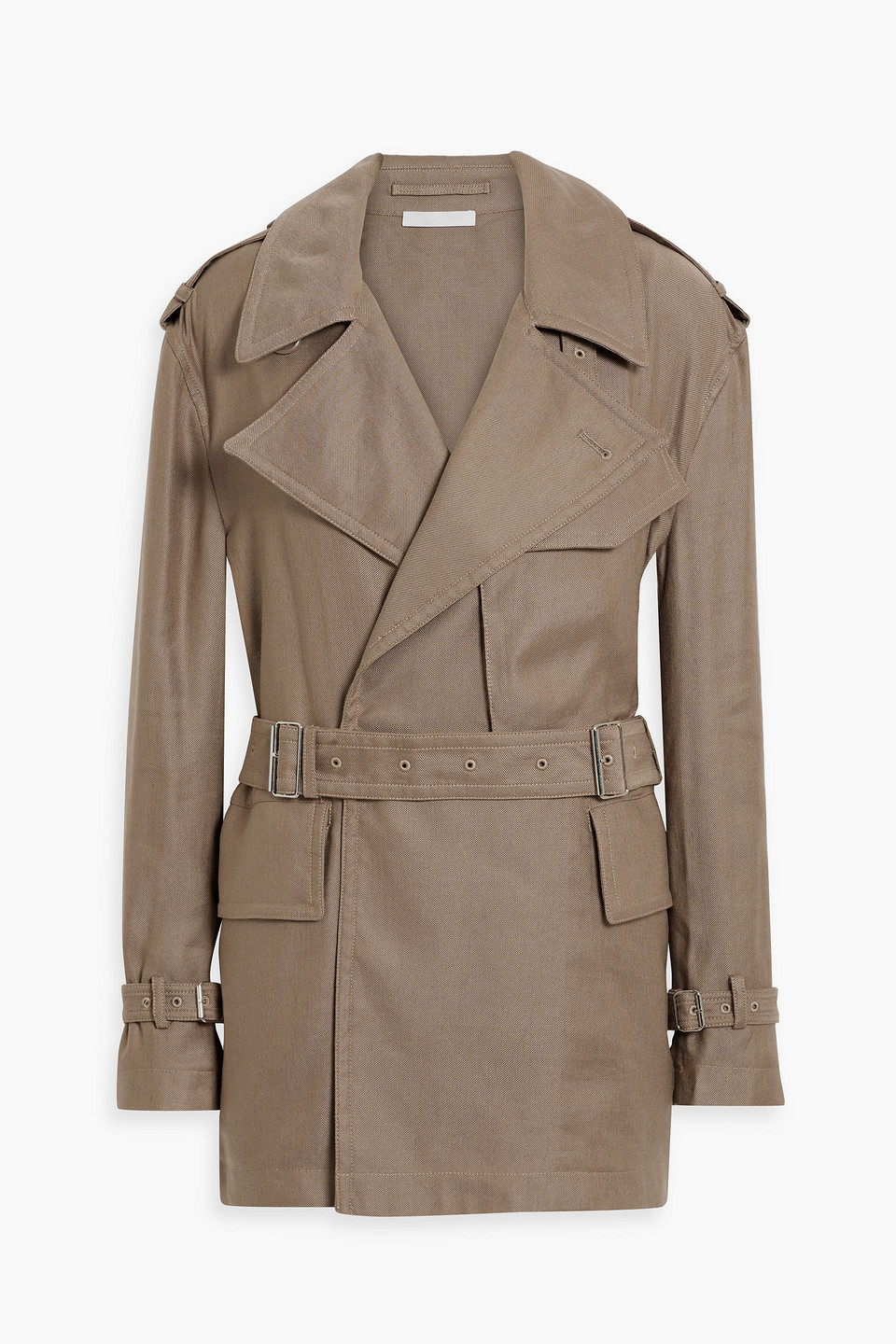 Helmut Lang Belted Lyocell And Linen-blend Jacket In Taupe