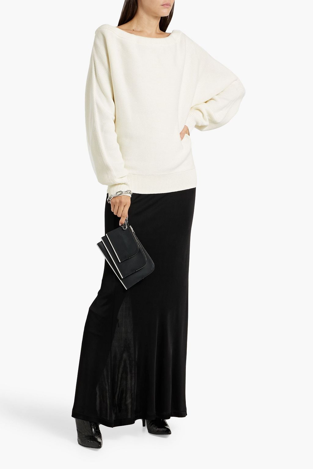 HELMUT LANG تنورة طويلة من ساتان جيرسي