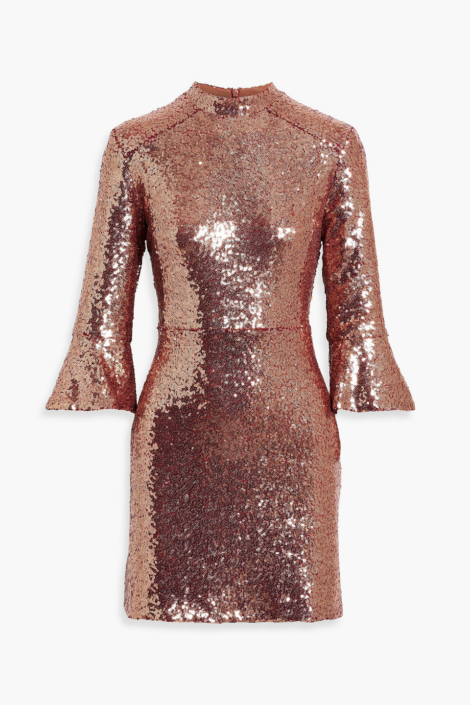 Hvn Ashley Sequined Tulle Mini Dress In Rose Gold