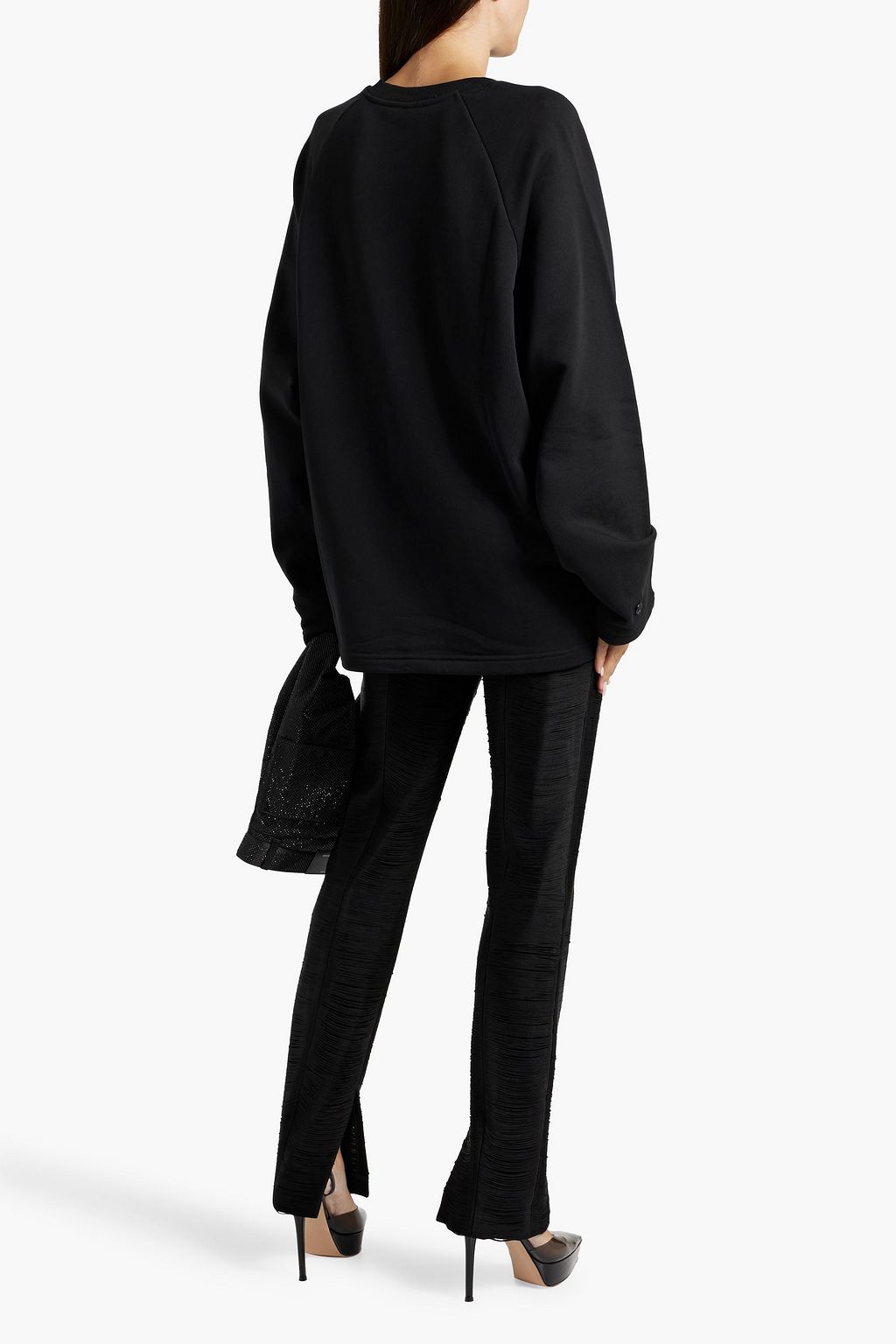 HELMUT LANG سويت شيرت من قطن تيري الفرنسي المطاطي