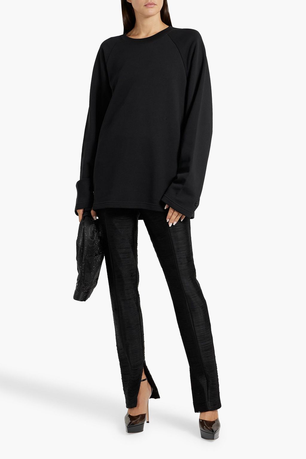 HELMUT LANG سويت شيرت من قطن تيري الفرنسي المطاطي
