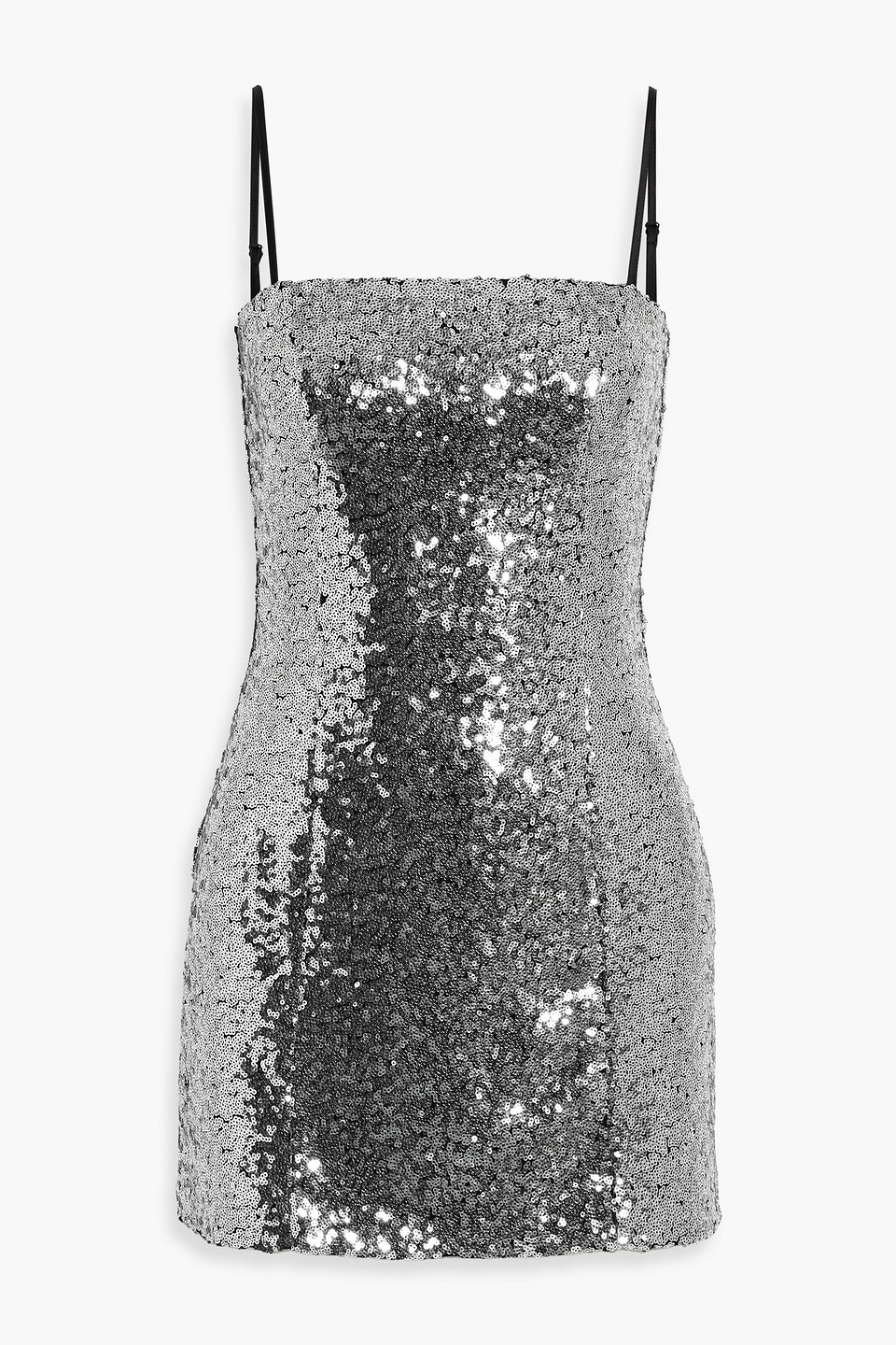 Hvn Mia Sequined Tulle Mini Dress In Silver