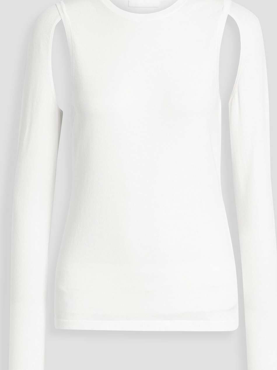 cutout cotton-blend jersey top