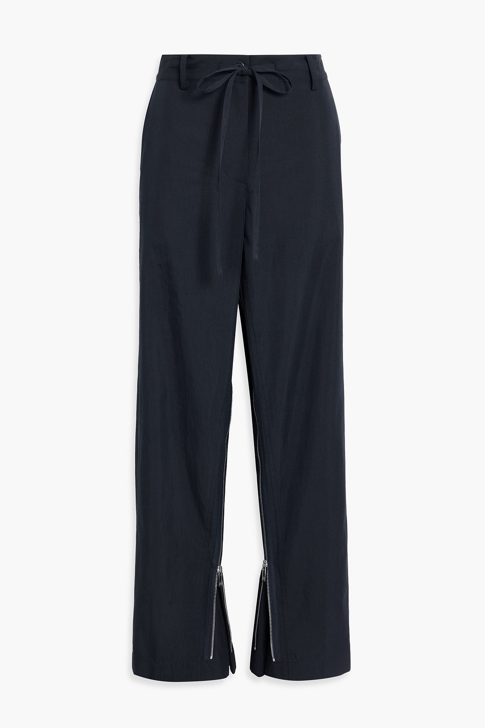 Zip-detailed cotton-blend twill wide-leg pants