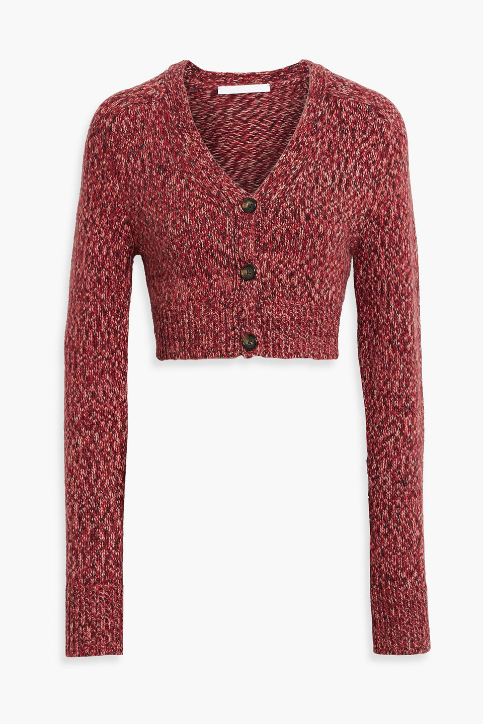 Helmut Lang Cropped Knitted Cardigan In Crimson