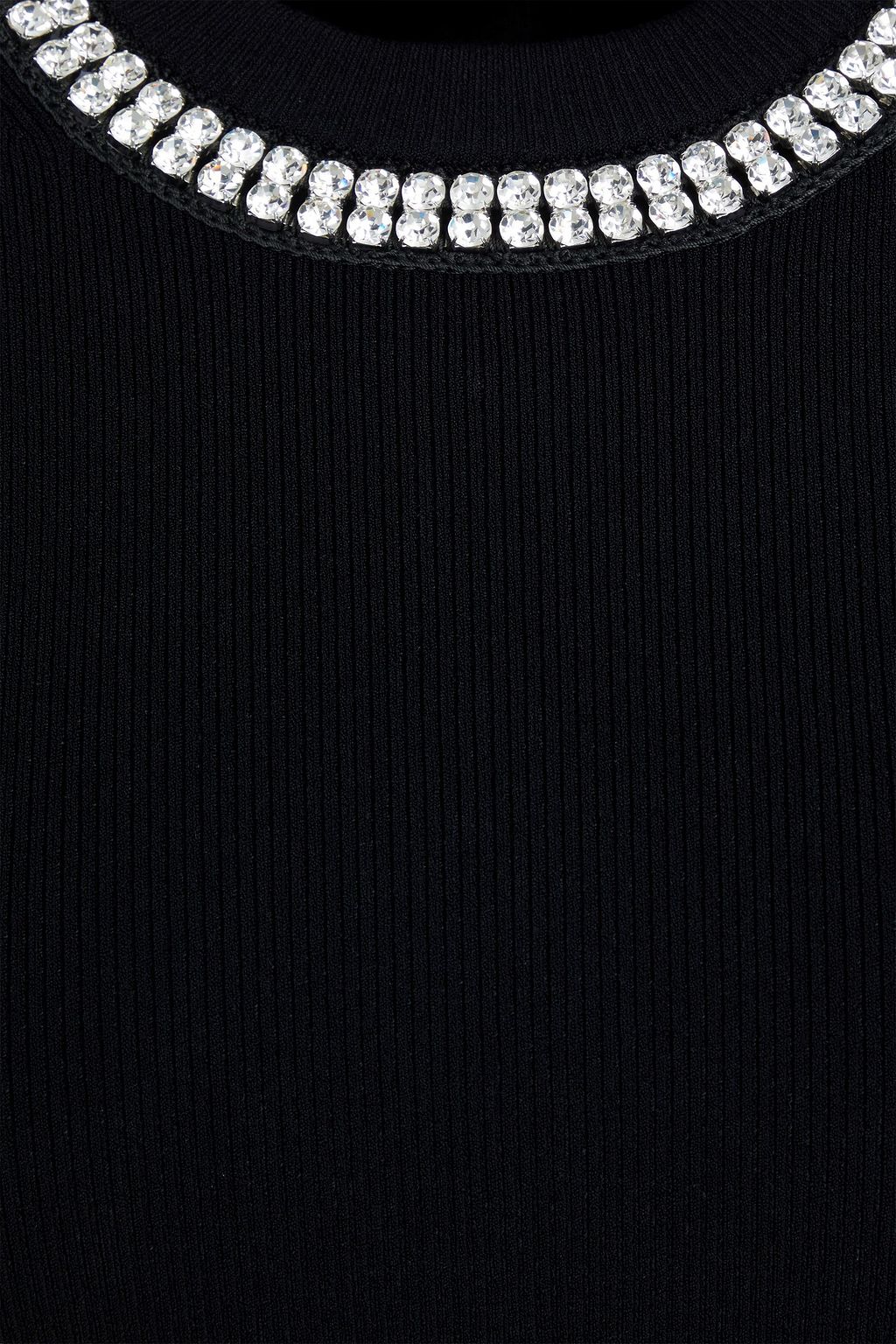 RABANNE Cropped crystal-embellished ribbed-knit top