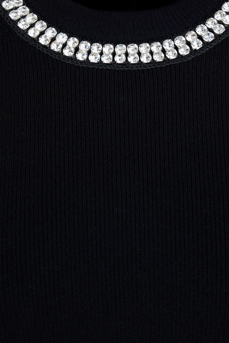 RABANNE CROPPED CRYSTAL-EMBELLISHED RIBBED-KNIT TOP