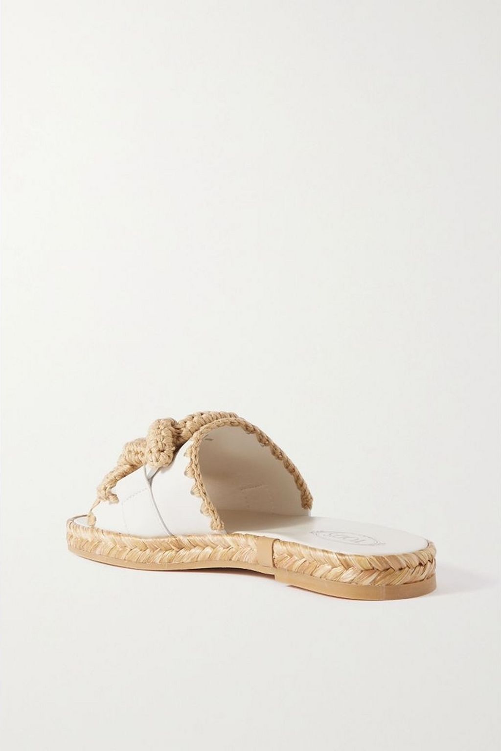 TOD'S Pantoletten aus Leder und Raffiabast