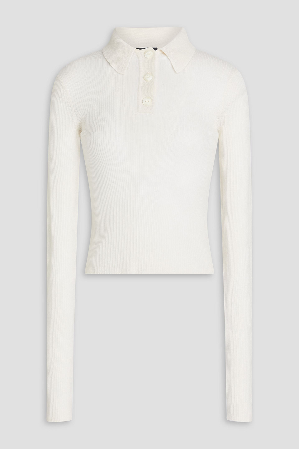 Rag & Bone Mandee Ribbed Cashmere Polo Sweater In Ivory