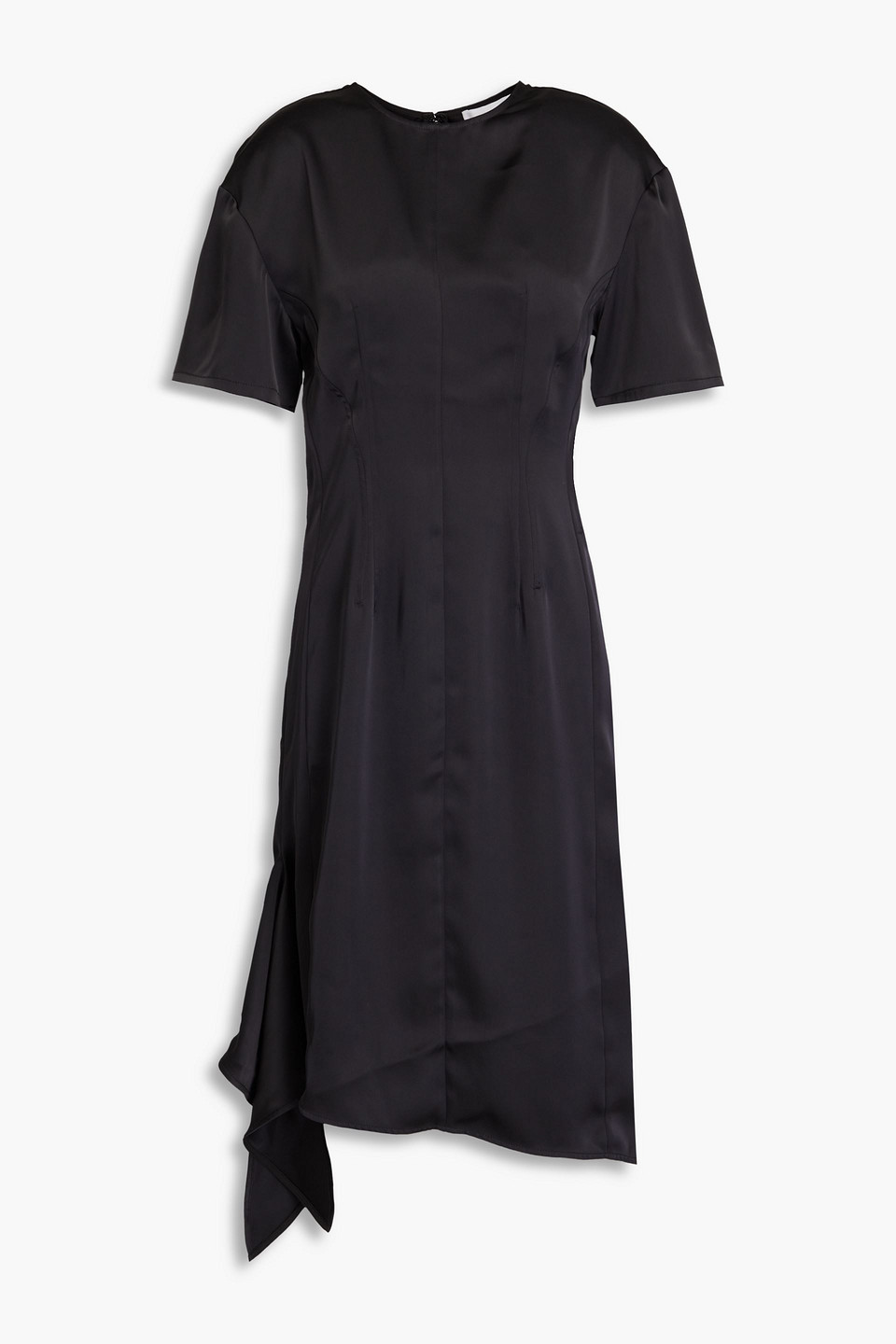 Remain Birger Christensen Asymmetric Draped Satin Dress In Black