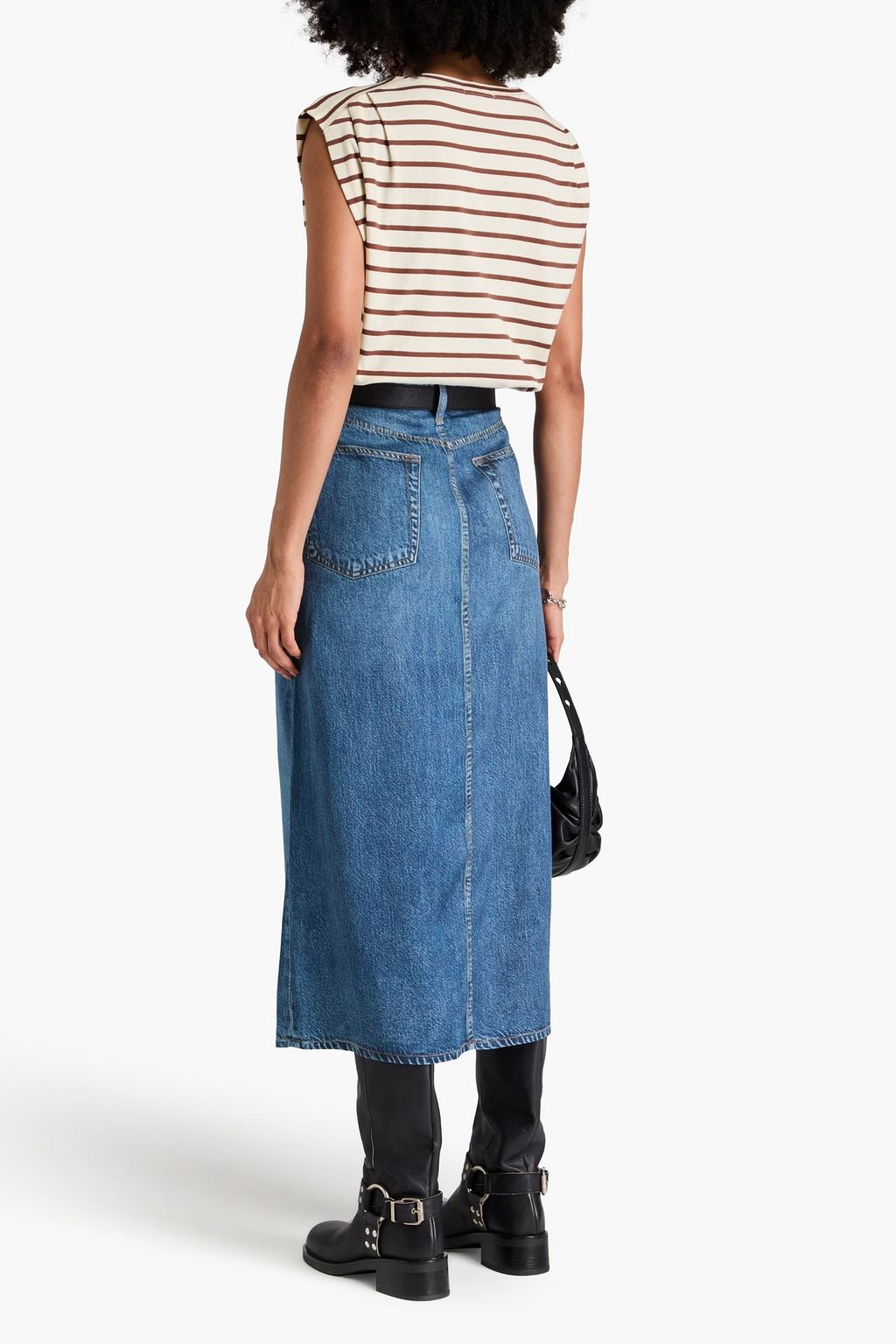RAG & BONE بلوزة Mica من القطن والجيرسي بتصميم مخطط