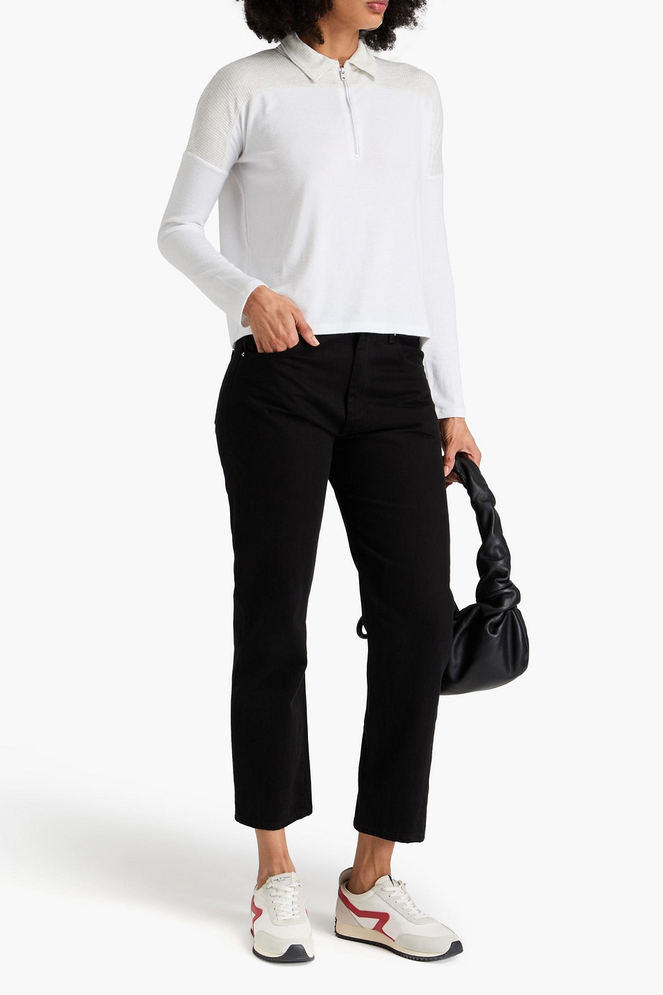 Shop Rag & Bone Ribbed-knit Polo Shirt In White