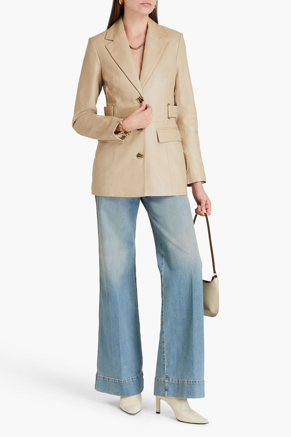  Remain Birger Christensen - Blazer Aus Leder Mit Gürtel - Neutral - De 36 