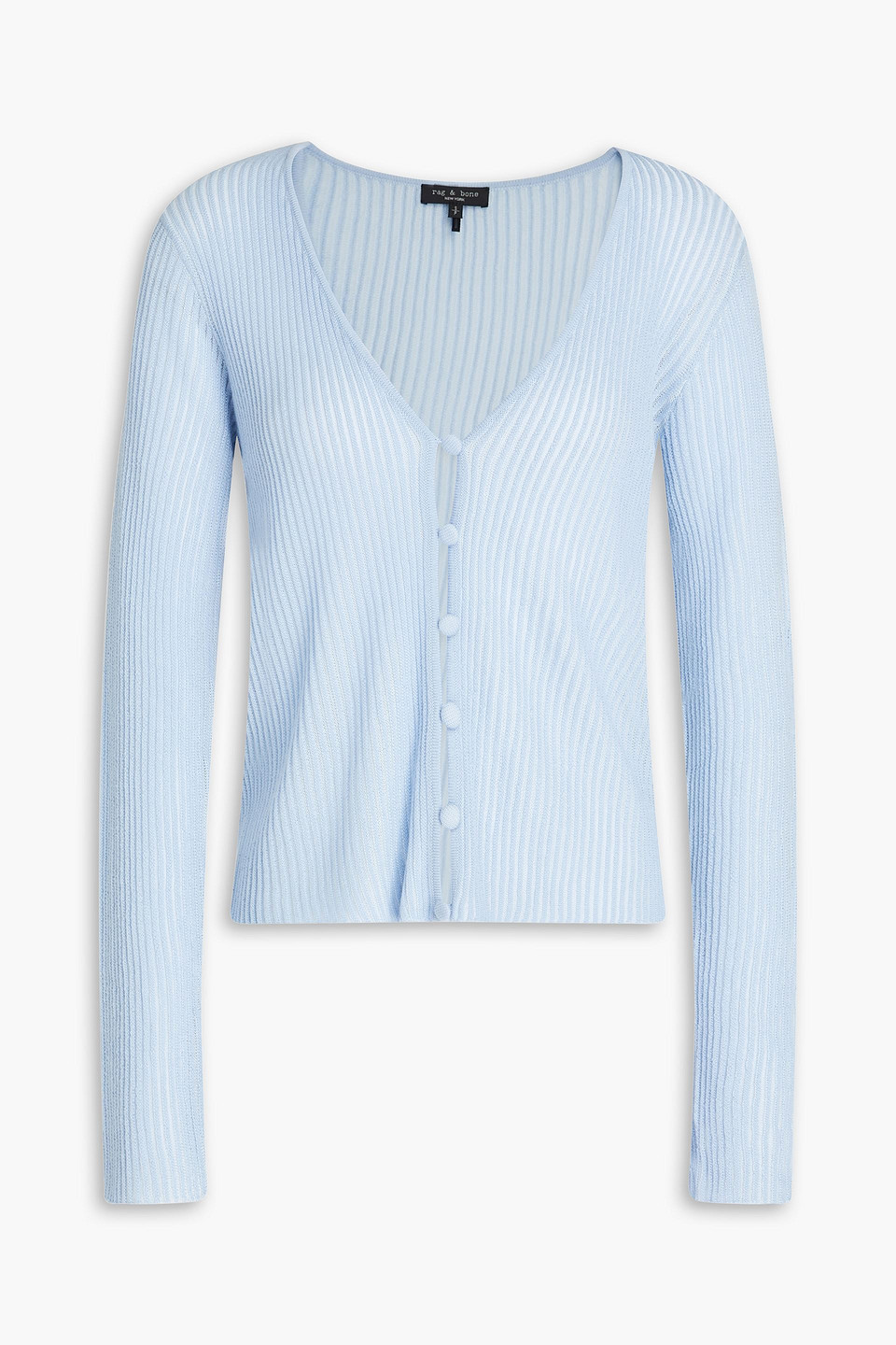 Rag & Bone Dorit Ribbed Merino Wool-blend Cardigan In Light Blue