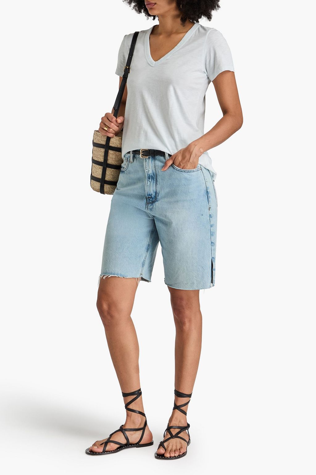 RAG & BONE تي شيرت سلوب من قطن بيما والجيرسي