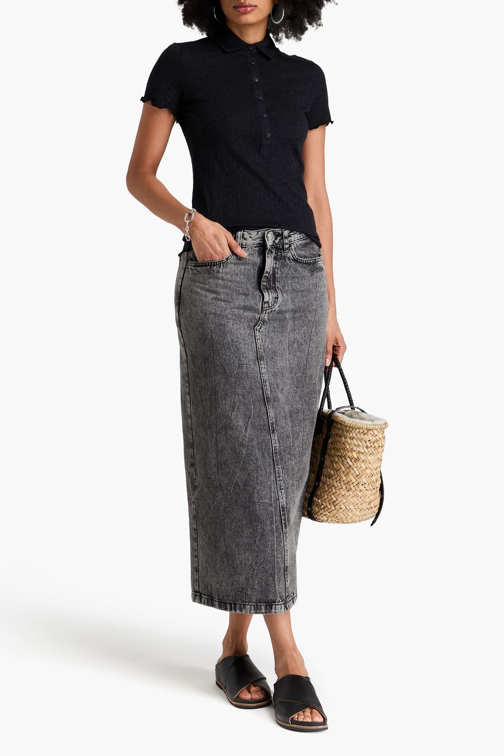 RAG & BONE قميص بولو Gemma بحبكة جاكار