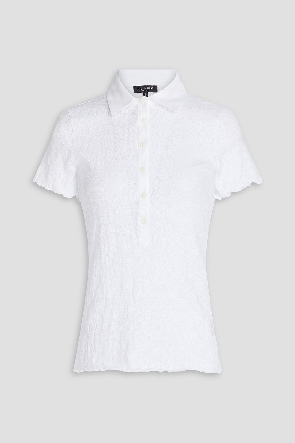Rag & Bone Gemma Jacquard-knit Polo Shirt In White