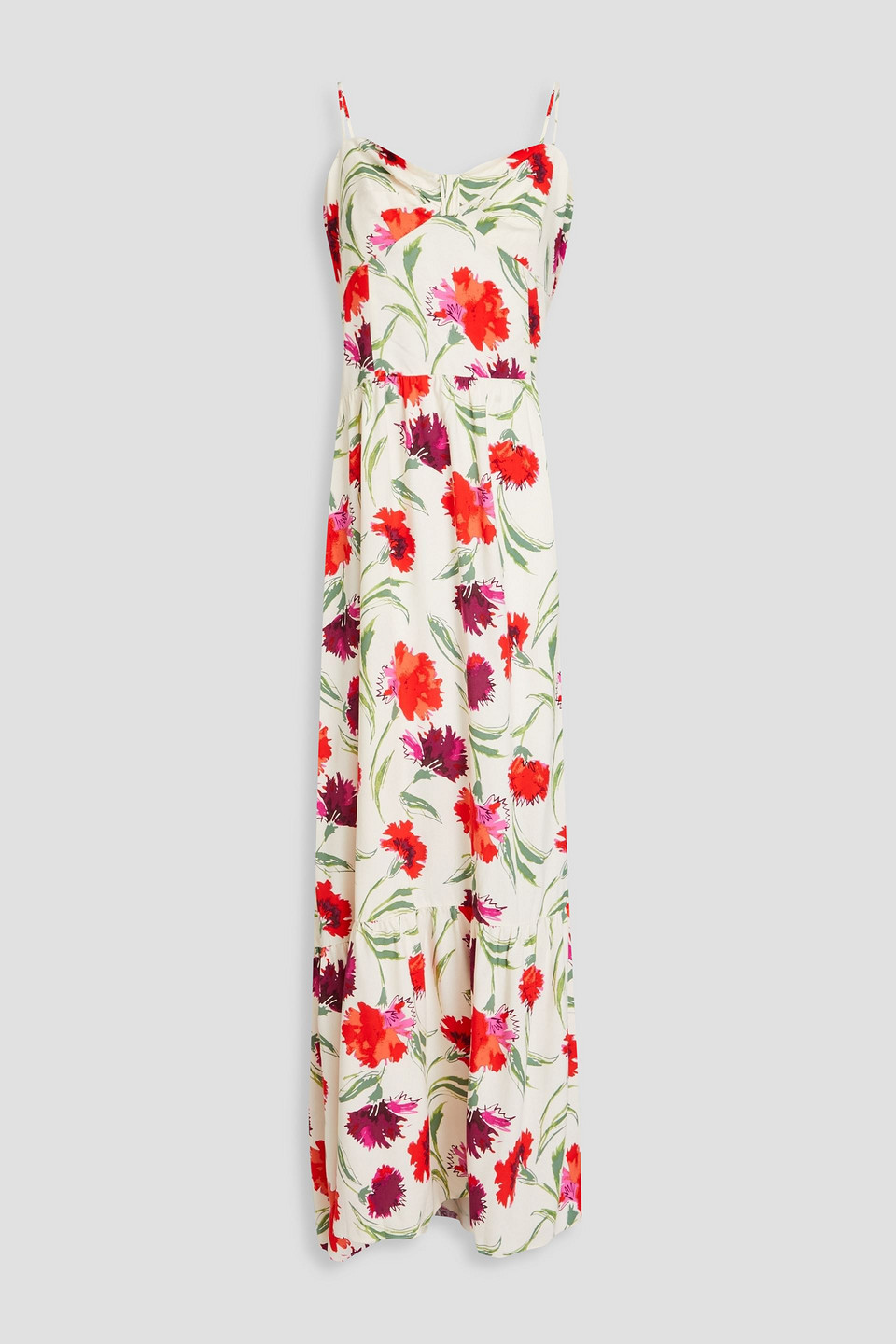 Diane Von Furstenberg Etta Floral-print Woven Maxi Dress In Elfenbein
