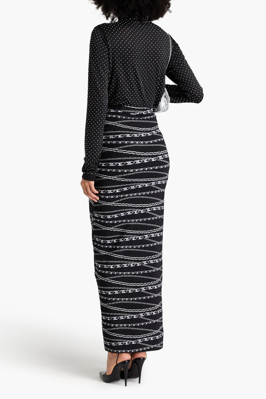 RABANNE Wrap-effect printed jersey maxi skirt