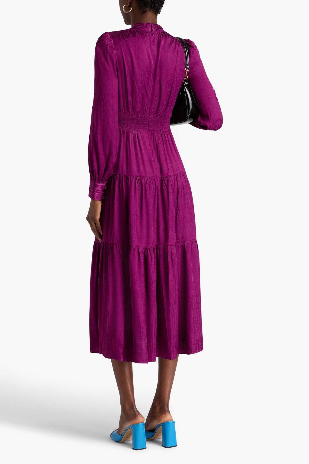 DIANE VON FURSTENBERG Gil tiered satin-jacquard midi dress