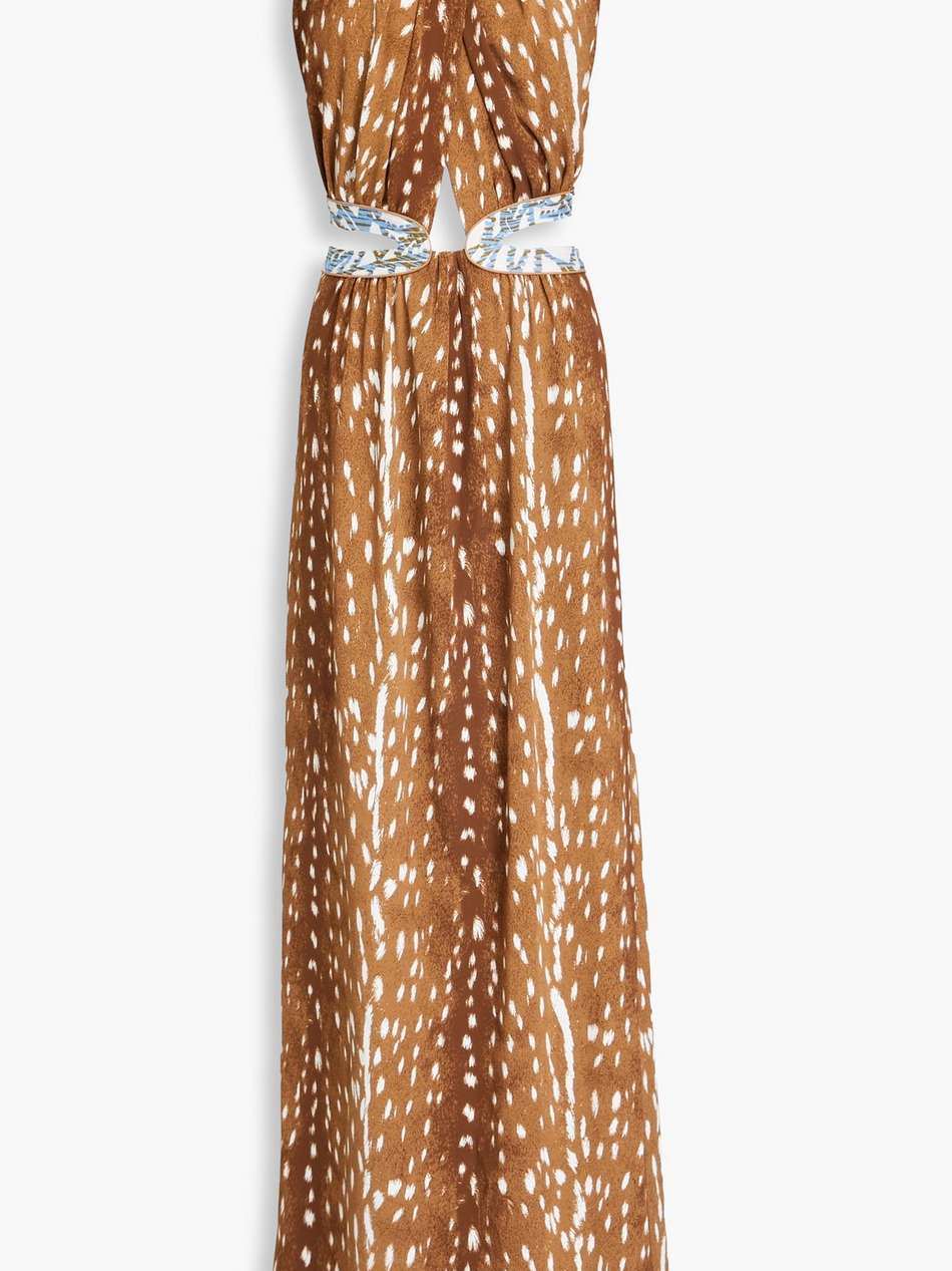 elizabeth cutout printed twill maxi dress
