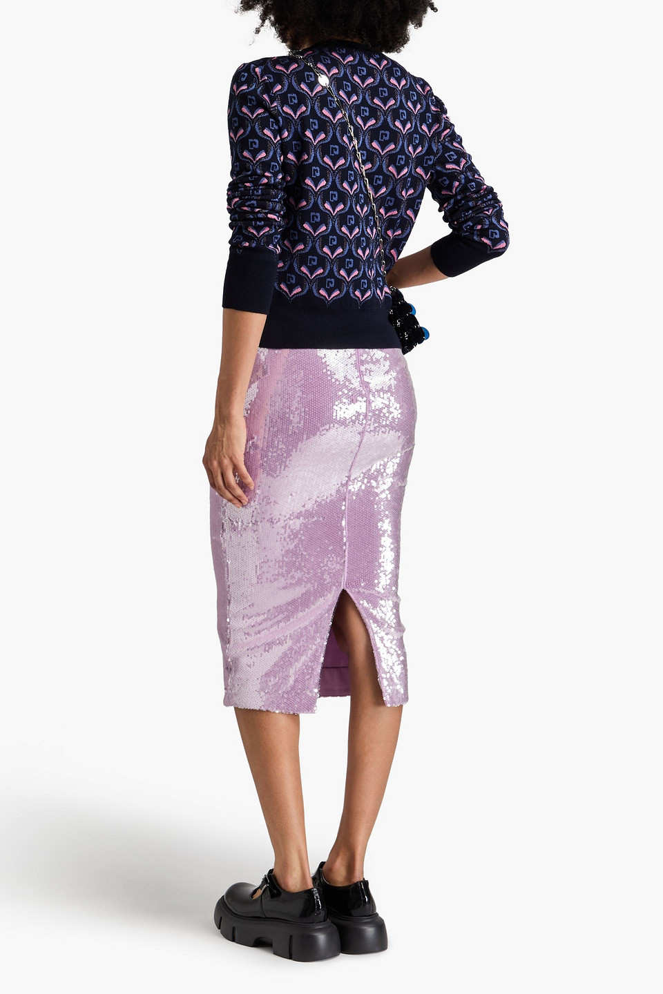 RABANNE METALLIC JACQUARD-KNIT SWEATER 