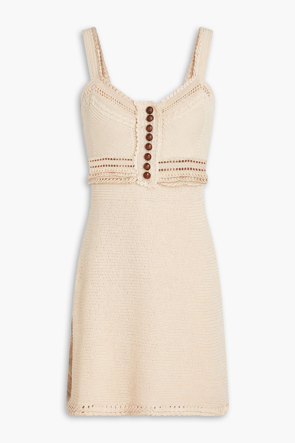 Rabanne Crochet-knit Mini Dress In Beige