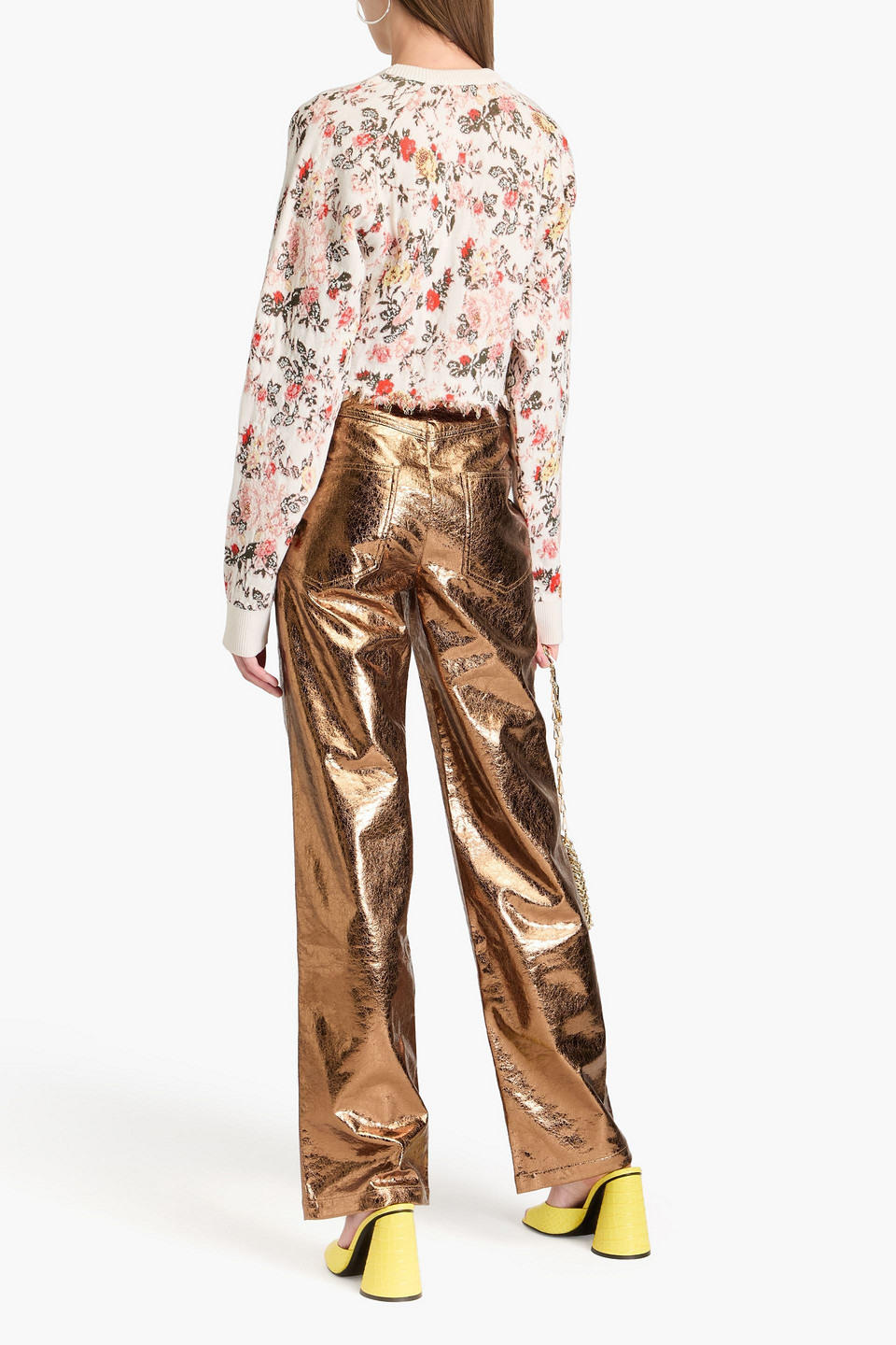 RABANNE CROPPED JACQUARD-KNIT WOOL-BLEND SWEATER