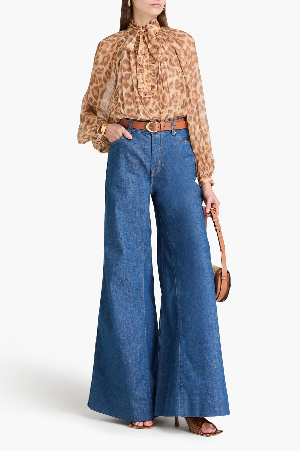 Zimmermann Matchmaker Palazzo Jeans In Mid Denim