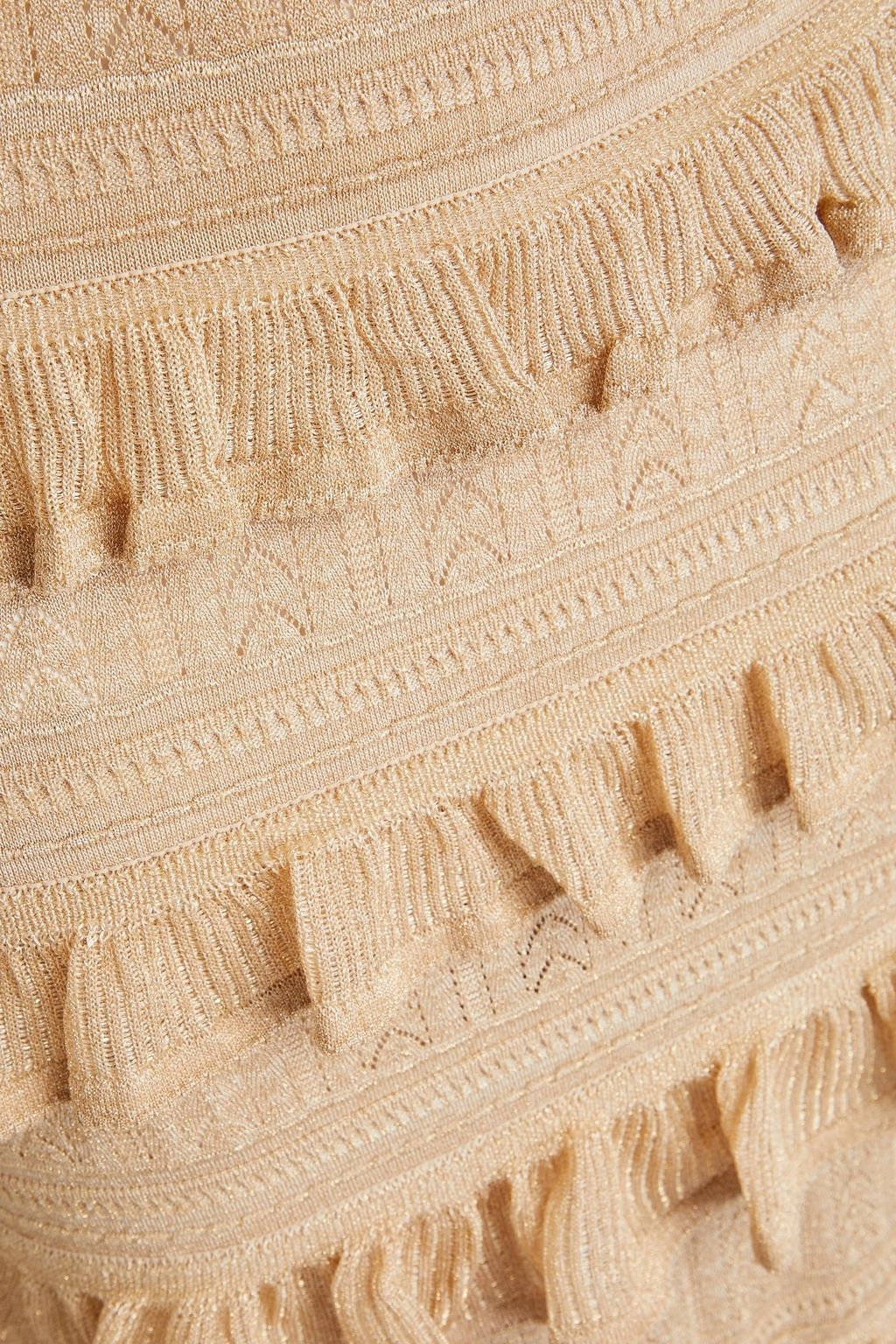 ZIMMERMANN تنورة متوسطة الطول بتصميم نسيجي على شكل حبكة بوانتيل بلون معدني ومزينة بكشاكش