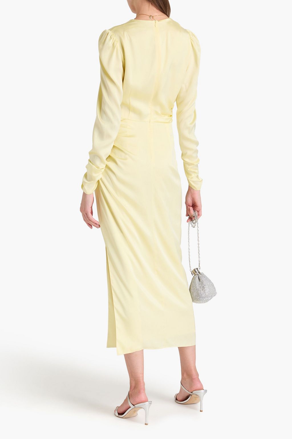 ZIMMERMANN Ruched stretch-silk satin midi dress