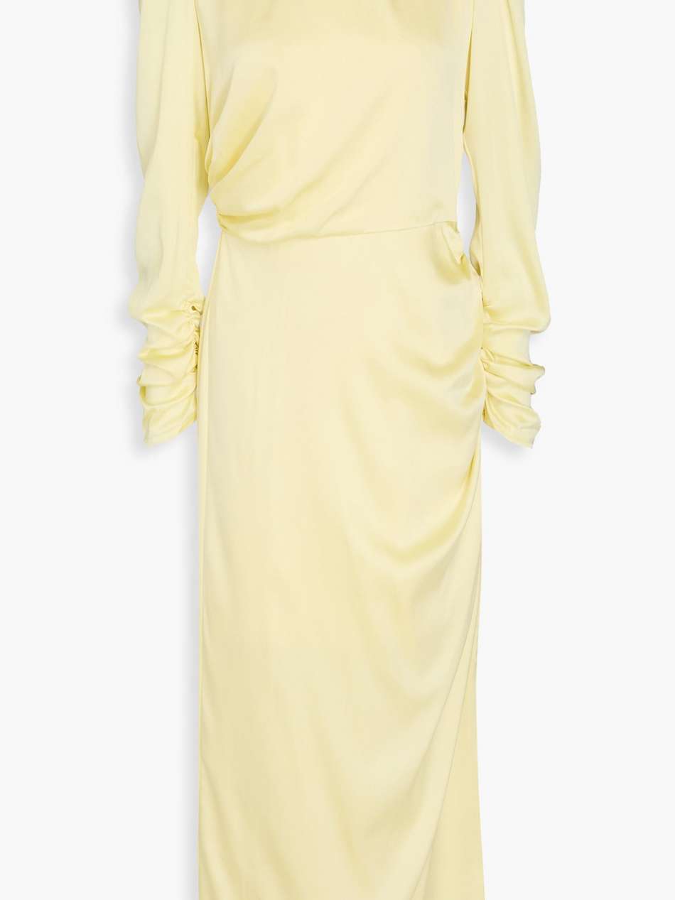 ruched stretch-silk satin midi dress