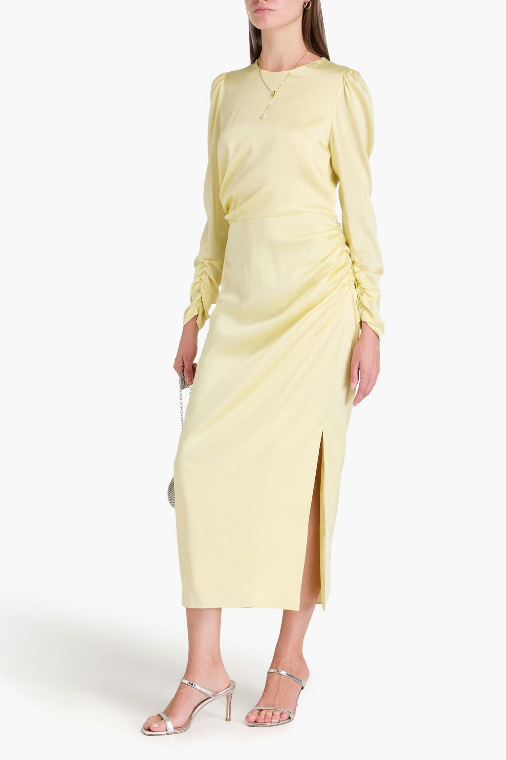 ZIMMERMANN Ruched stretch-silk satin midi dress