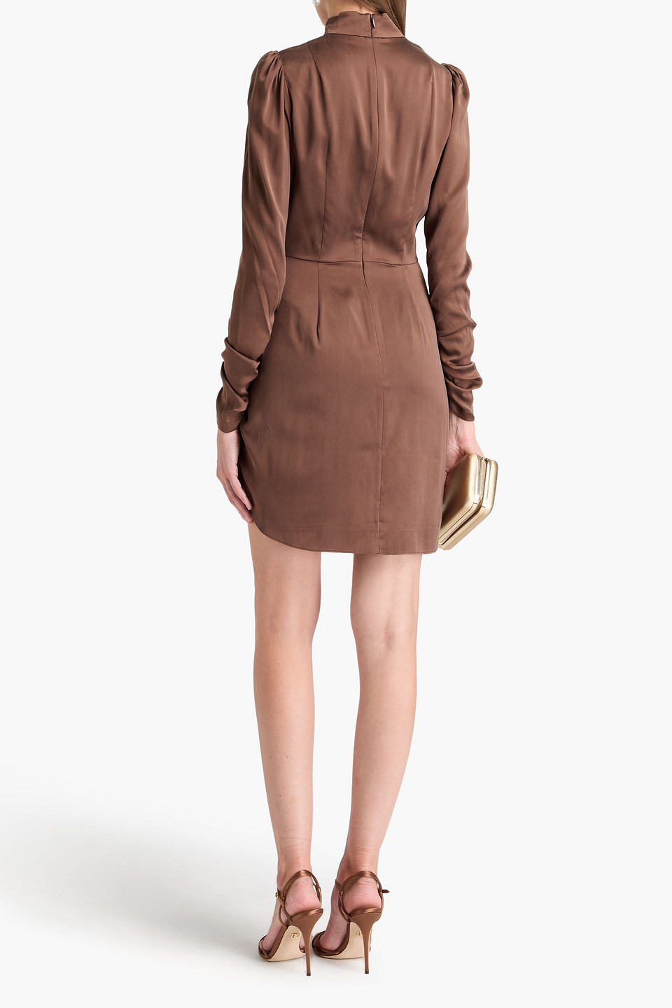 ZIMMERMANN DRAPED SILK-BLEND SATIN MINI DRESS 