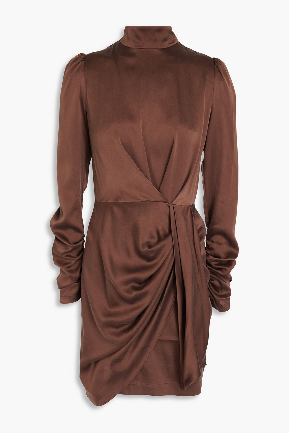 Zimmermann Draped Silk-satin Mini Dress In Chocolate