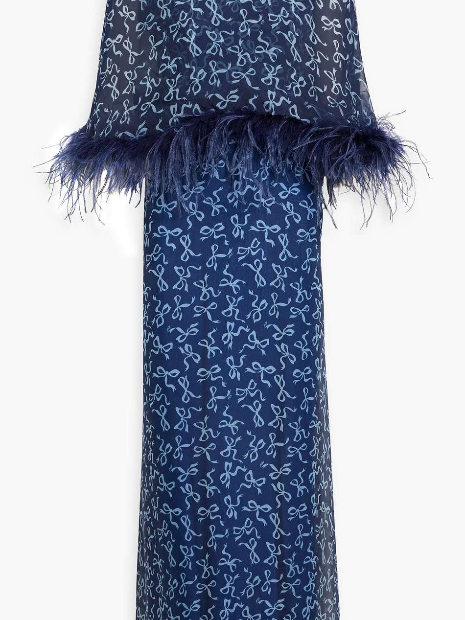 cecilia feather-trimmed cape-effect silk-chiffon maxi dress
