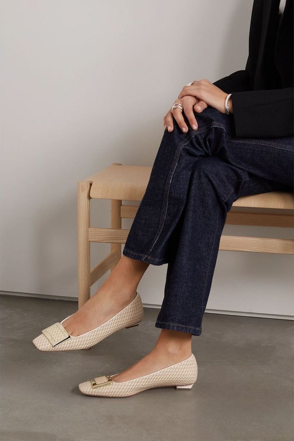 ROGER VIVIER Belle Vivier embellished canvas ballet flats