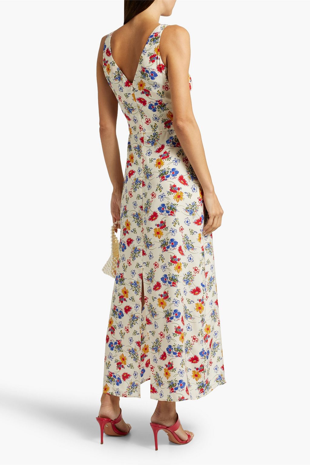 HVN Max floral-print silk-satin maxi dress