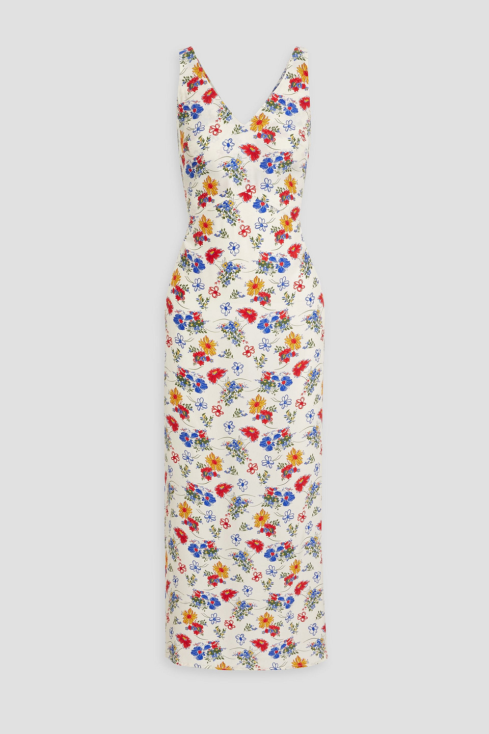 Hvn Max Floral-print Silk-satin Maxi Dress In Ivory