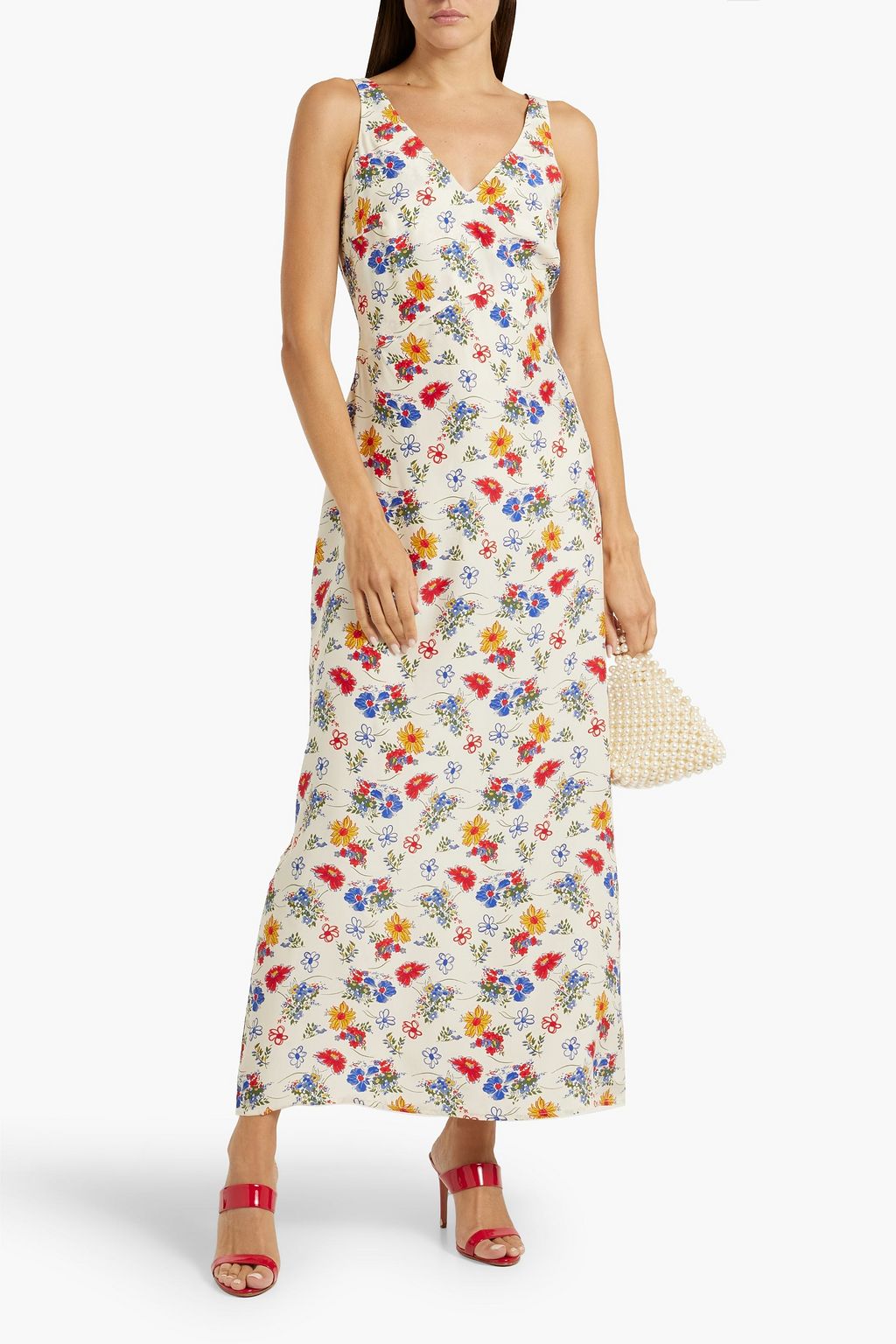 HVN Max floral-print silk-satin maxi dress