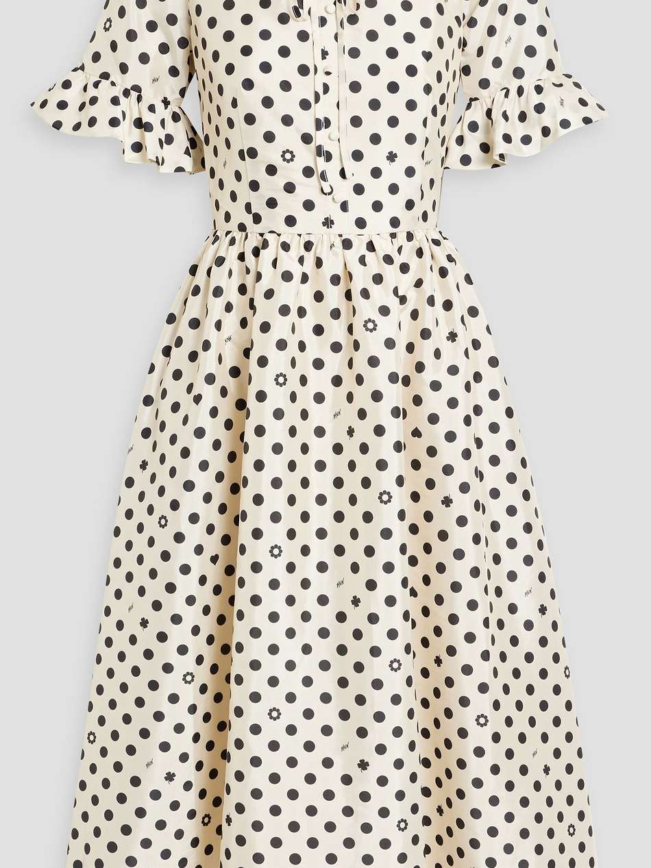 willow ruffled printed taffeta midi dress